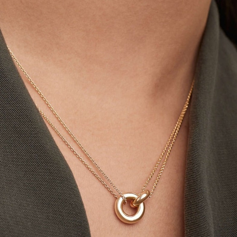 Collier Double Avec Anneau