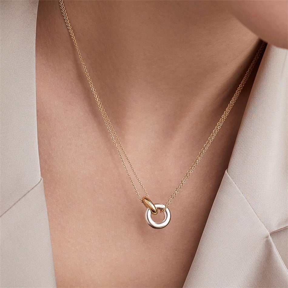Collier Double Avec Anneau