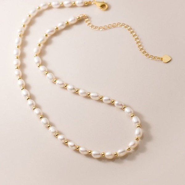 Collier De Perles D'eau Douce Dorées