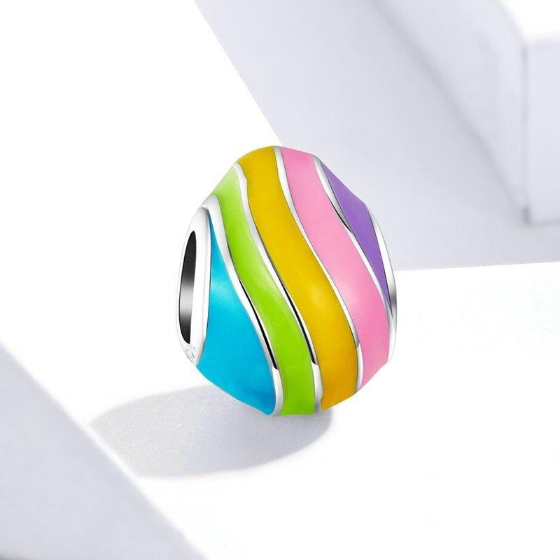 Charm Œuf De Pâques Coloré Argent