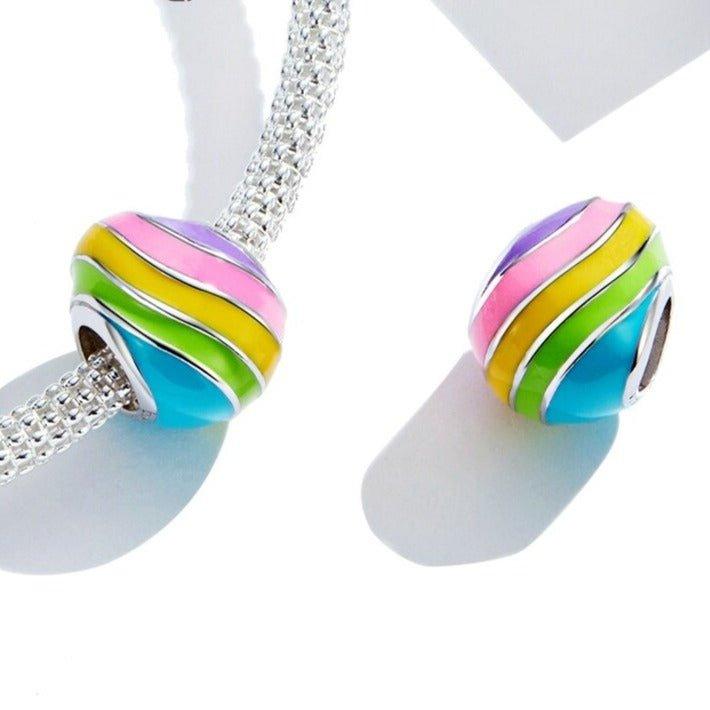 Charm Œuf De Pâques Coloré Argent
