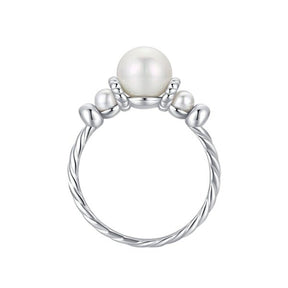 Bague Solitaire En Perle Torsadée Argent