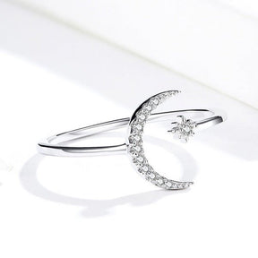 Bague Ajustable Demie Lune Argent