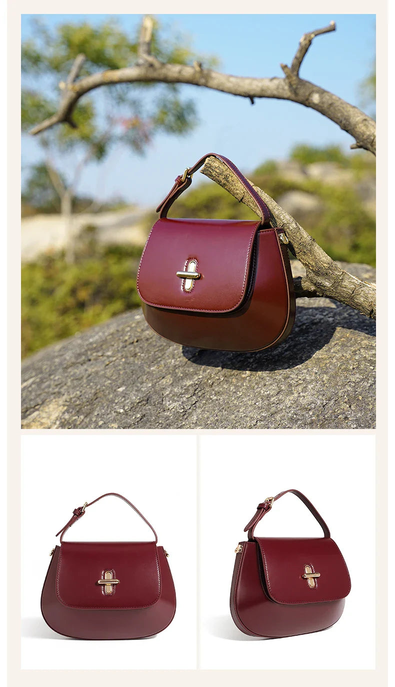 Luxurious Leather Saddle Crossbody Bag – Women's Fashion