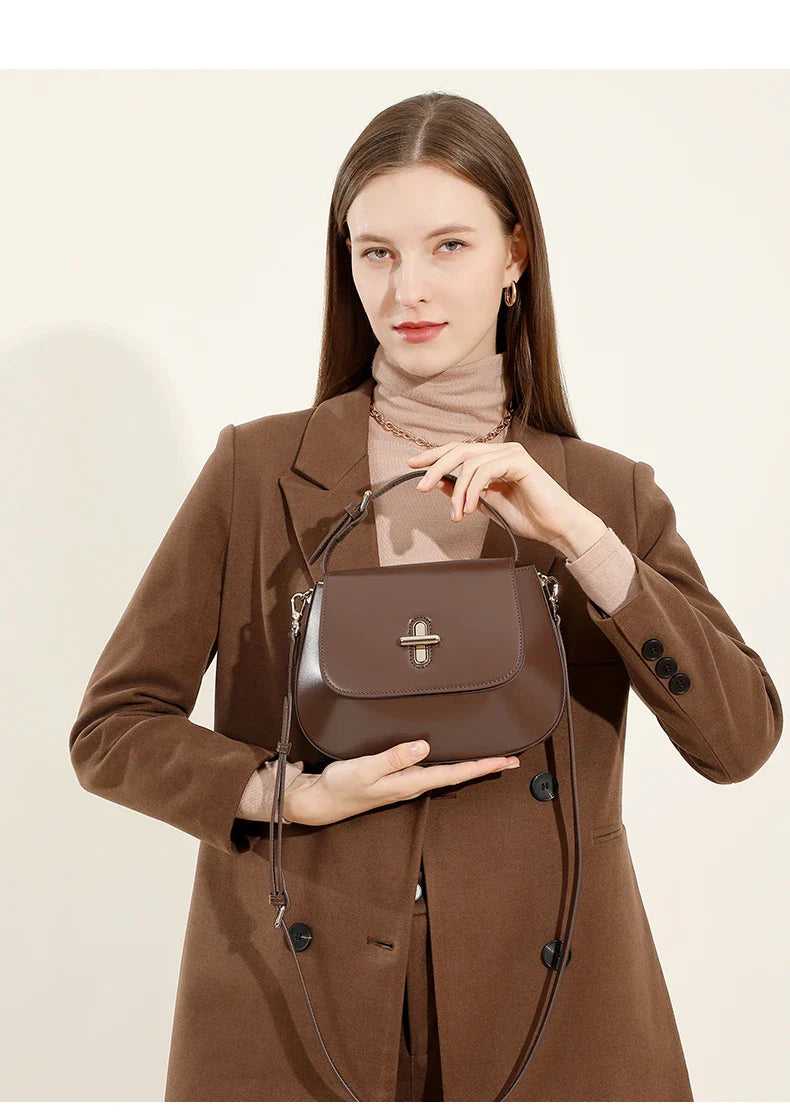 Luxurious Leather Saddle Crossbody Bag – Women's Fashion