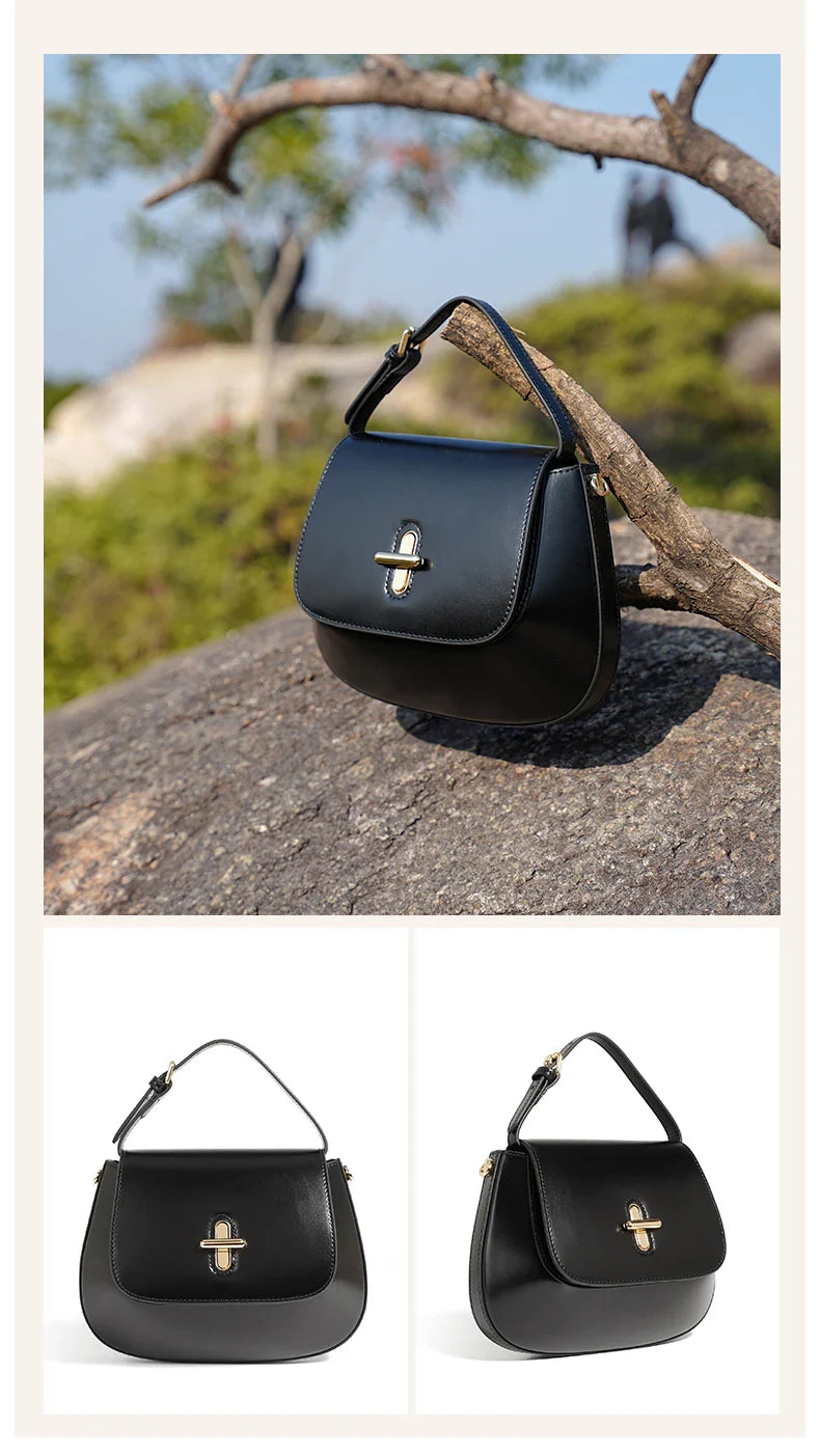 Luxurious Leather Saddle Crossbody Bag – Women's Fashion