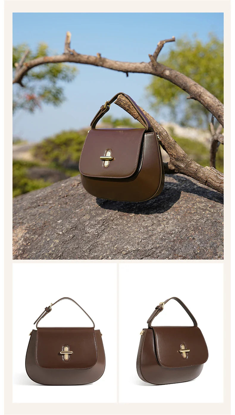 Luxurious Leather Saddle Crossbody Bag – Women's Fashion