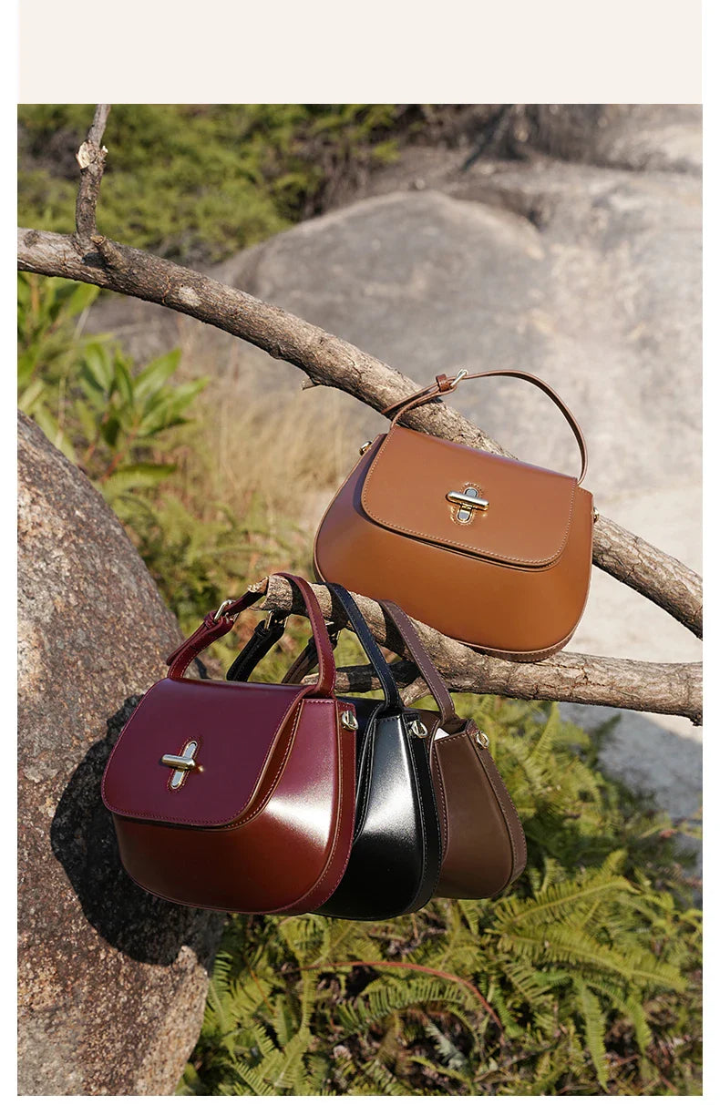 Luxurious Leather Saddle Crossbody Bag – Women's Fashion