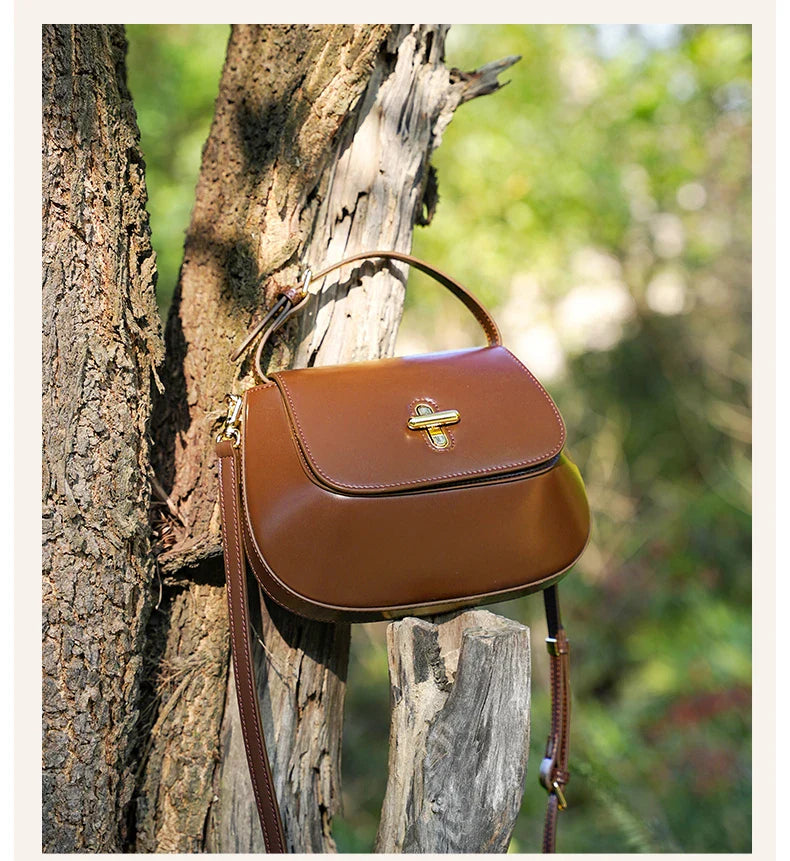 Luxurious Leather Saddle Crossbody Bag – Women's Fashion