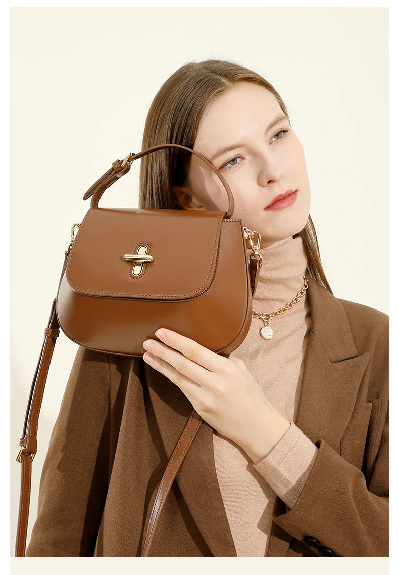 Luxurious Leather Saddle Crossbody Bag – Women's Fashion