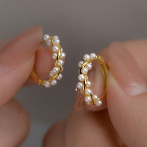 Boucles D'oreilles Dorées Créoles Perles