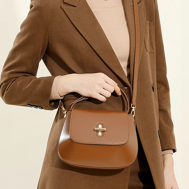 Luxurious Leather Saddle Crossbody Bag – Women's Fashion