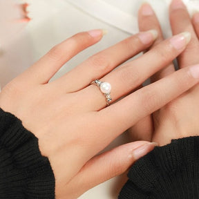 Bague Solitaire En Perle Torsadée Argent