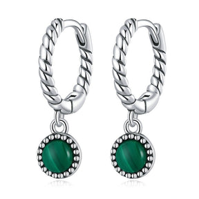 Boucles D'oreilles En Argent Avec Malachite