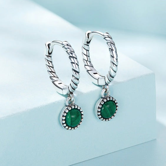 Boucles D'oreilles En Argent Avec Malachite