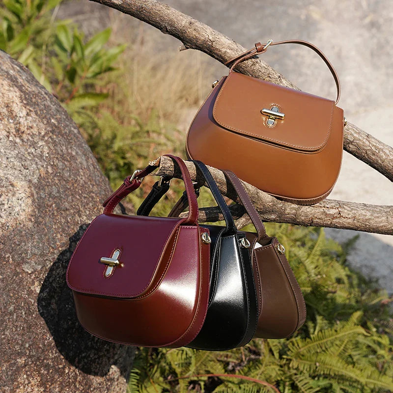 Luxurious Leather Saddle Crossbody Bag – Women's Fashion