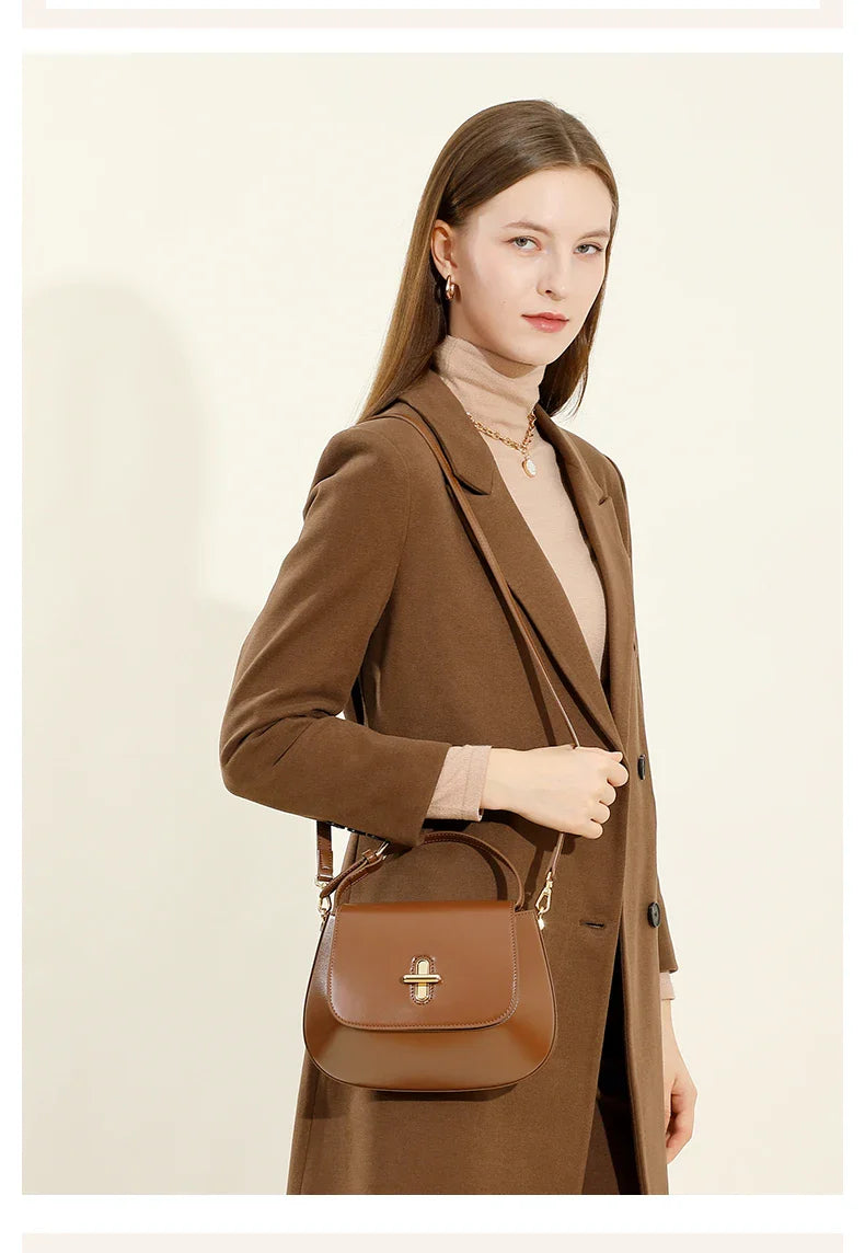Luxurious Leather Saddle Crossbody Bag – Women's Fashion