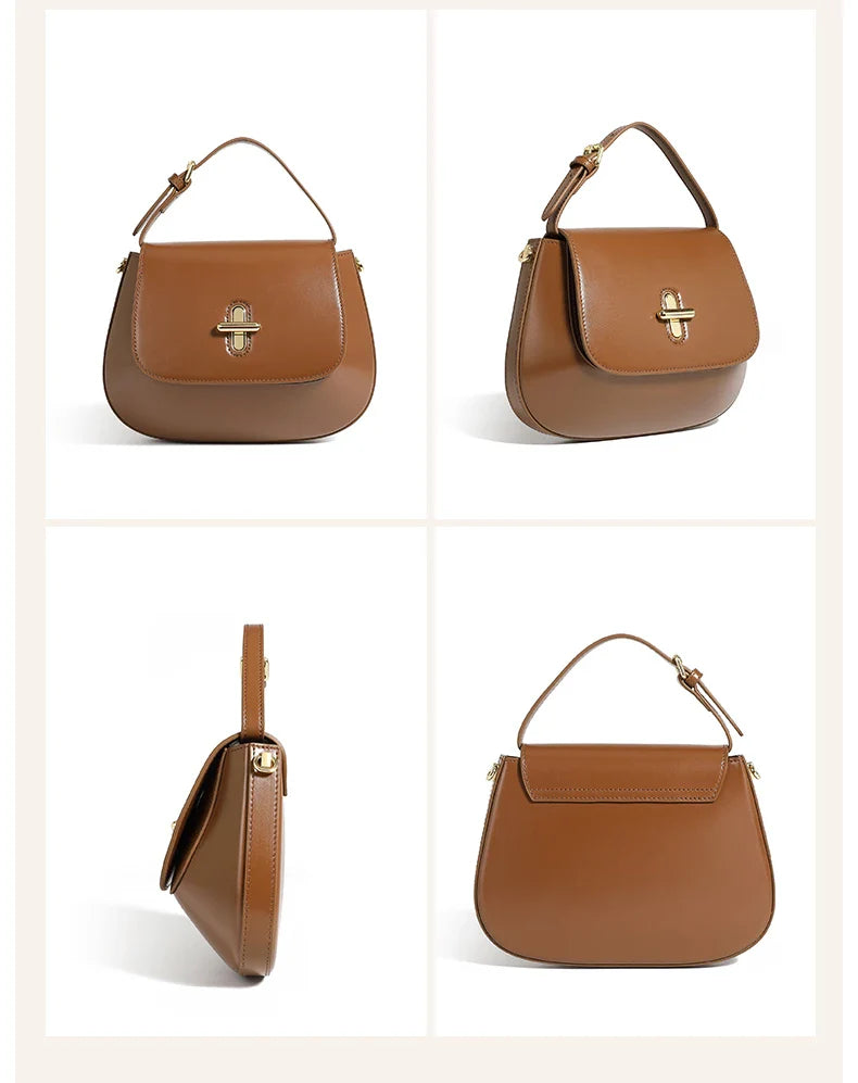 Luxurious Leather Saddle Crossbody Bag – Women's Fashion