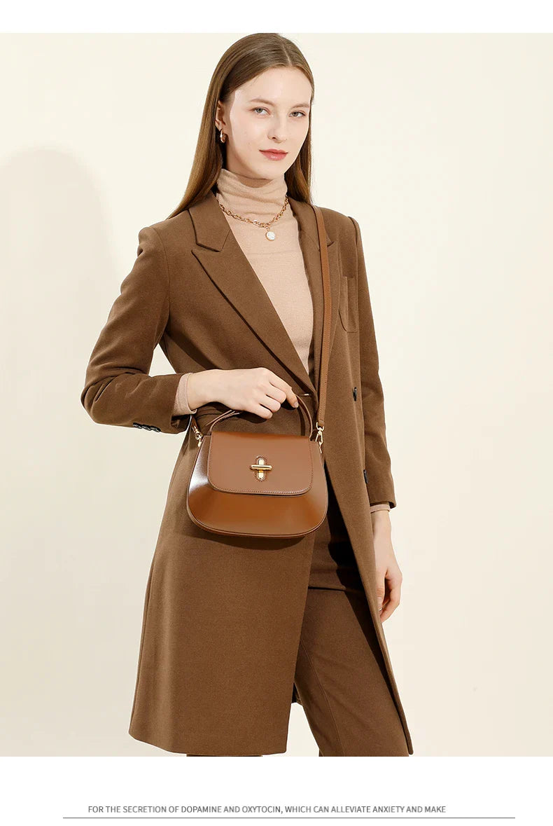 Luxurious Leather Saddle Crossbody Bag – Women's Fashion