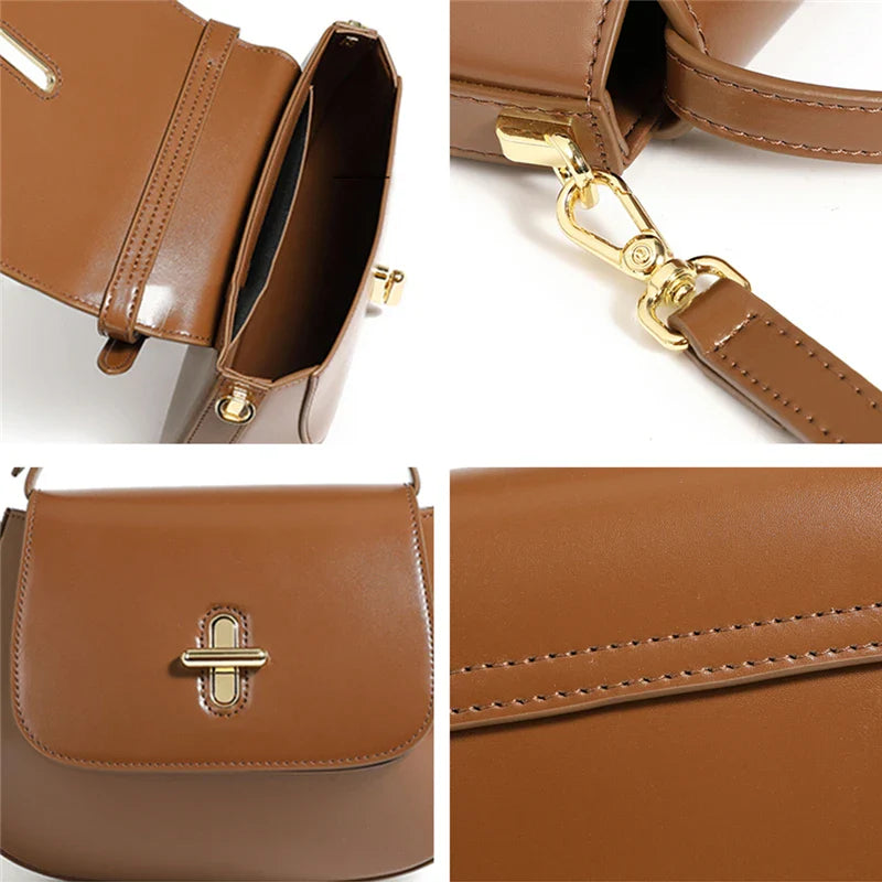 Luxurious Leather Saddle Crossbody Bag – Women's Fashion