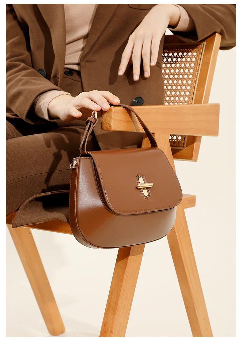 Luxurious Leather Saddle Crossbody Bag – Women's Fashion