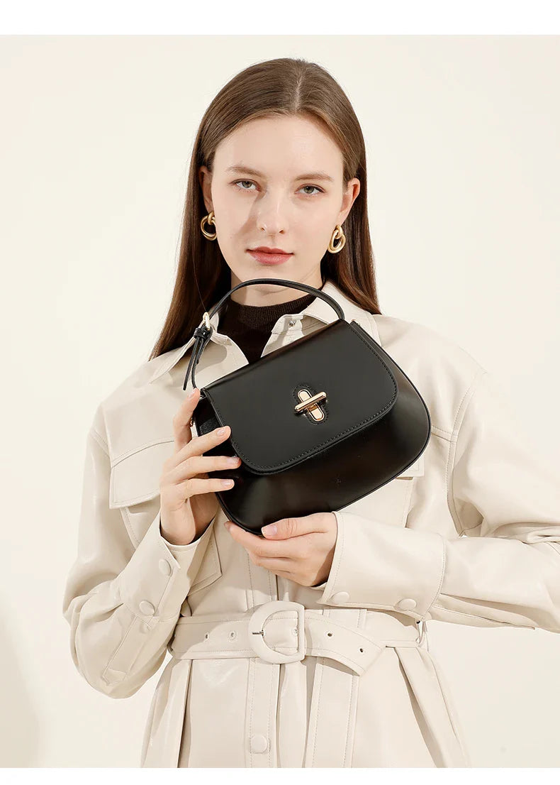 Luxurious Leather Saddle Crossbody Bag – Women's Fashion