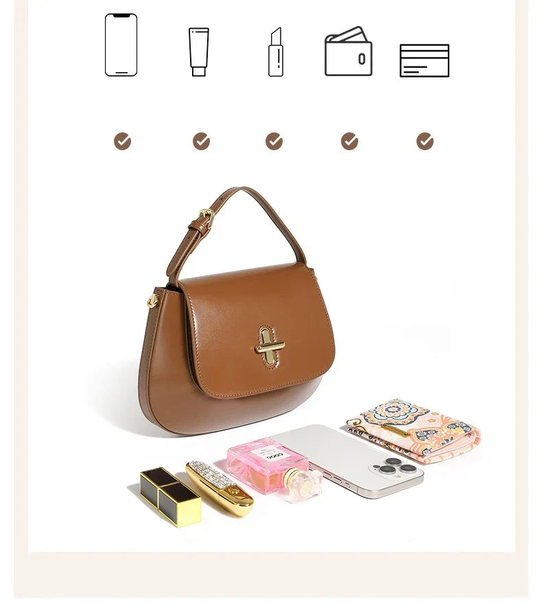 Luxurious Leather Saddle Crossbody Bag – Women's Fashion