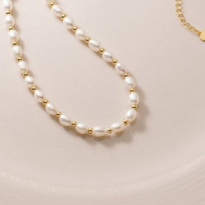 Collier De Perles D'eau Douce Dorées