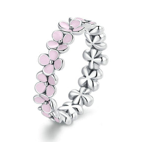 Bague De Fleurs Roses Argent