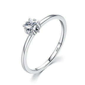 Bague Solitaire Étoile En Zirconium Argent