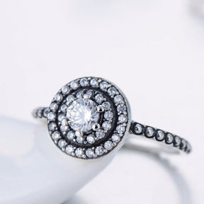 Bague Solitaire Ronde En Zirconium Argenté