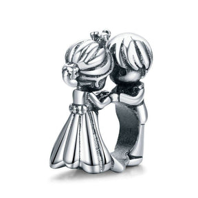 Charm Couple Avec Cœur En Argent