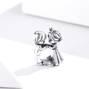 Charm Couple Avec Cœur En Argent