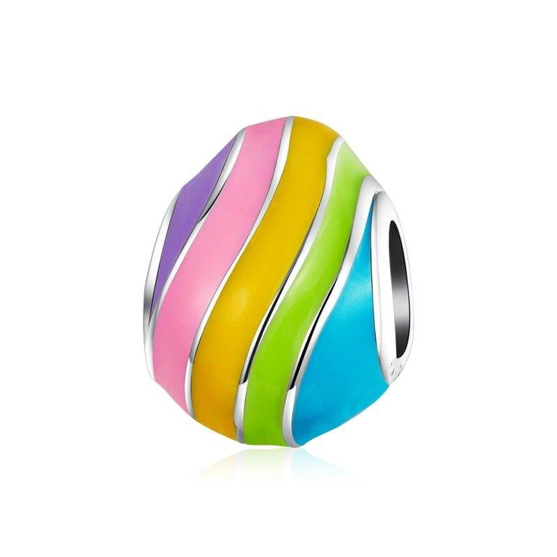 Charm Œuf De Pâques Coloré Argent