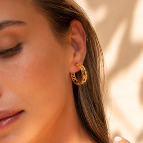 Number Hoop Earrings - Gold
