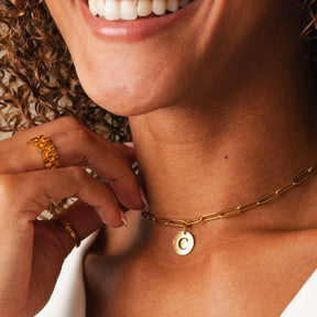 Clip Chain Initial Necklace - Gold